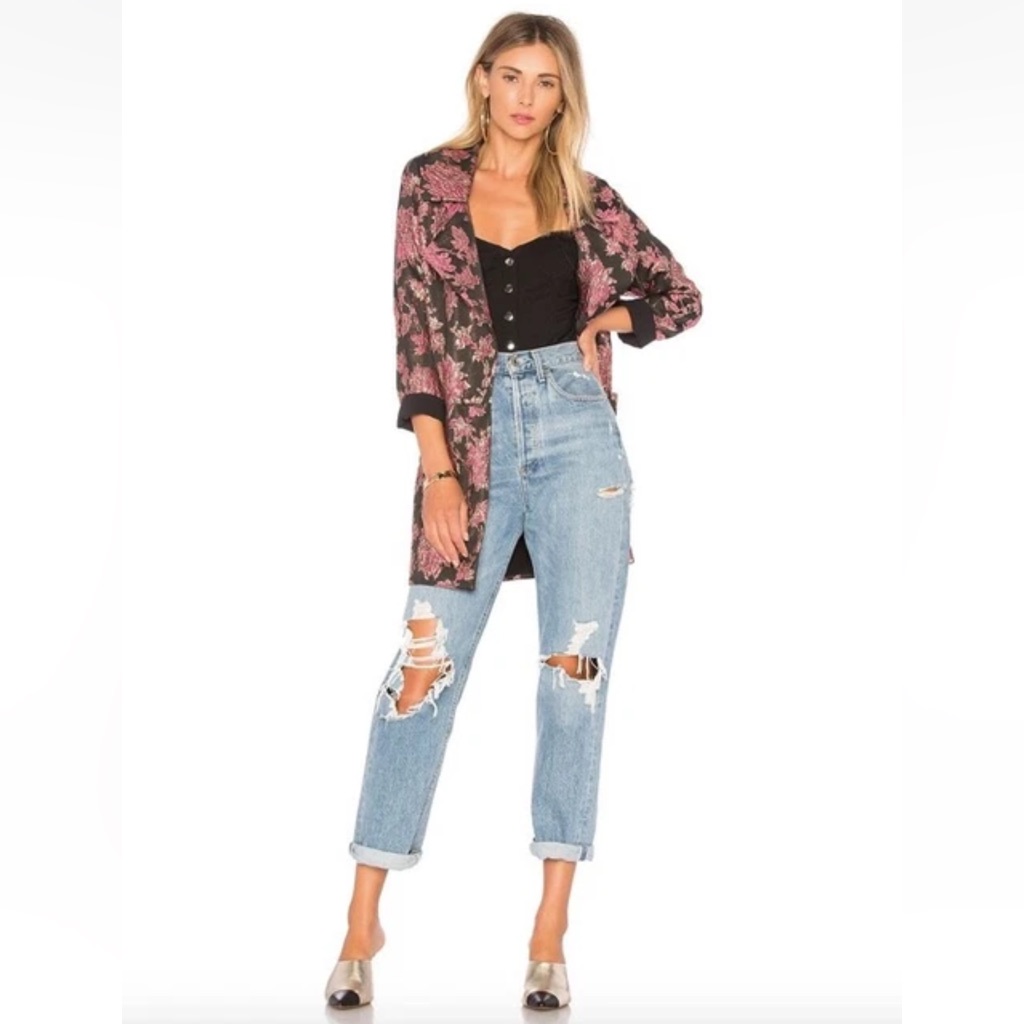 For Love & Lemons Luella Layering Coat Metallic Jacquard Size Small